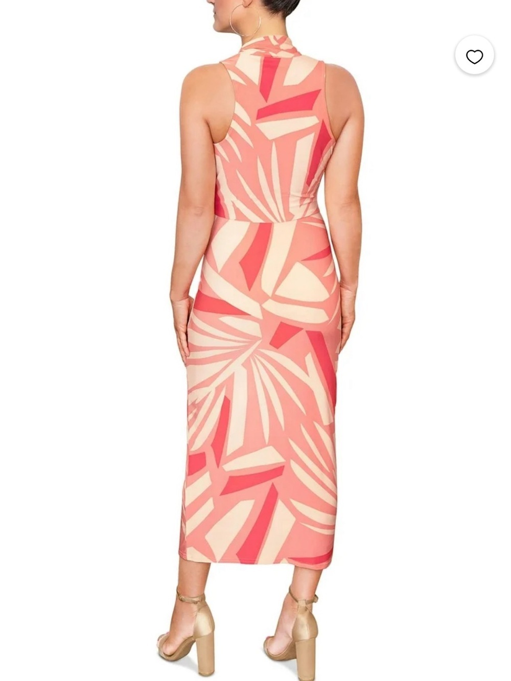 RACHEL Rachel Roy Coral and Cream Sleeveless Wrap-Style Midi Dress - Picture 2 of 9